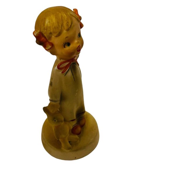 Vintage Figurine Japan Ceramic Cute Girl With Puppy - Picture 6 of 7